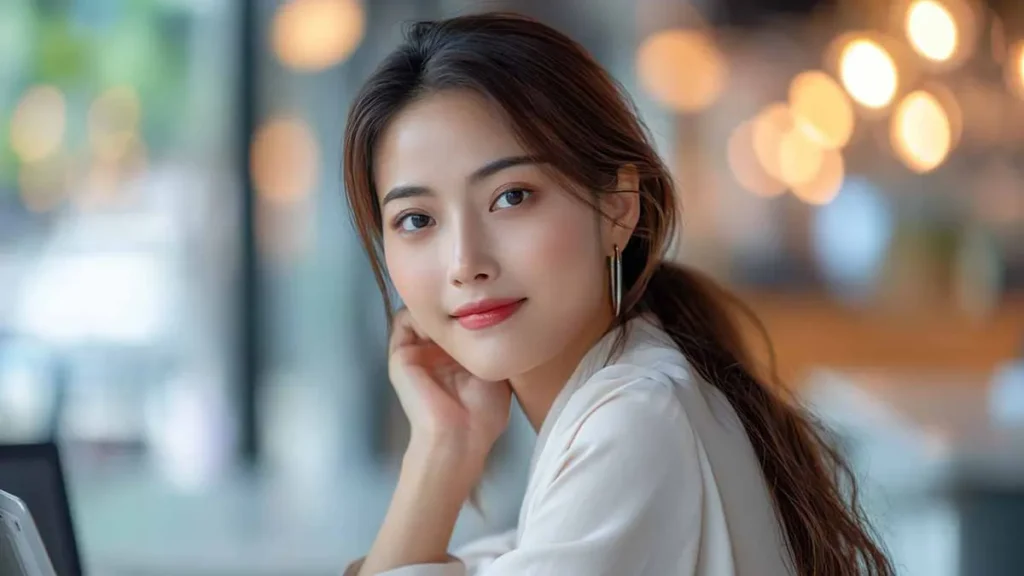 Asian lady after dry eye treatment