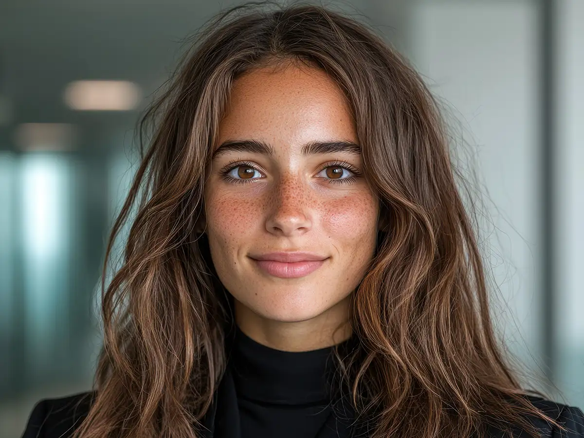 Brunette with long brown hair Brunette with long brown hair