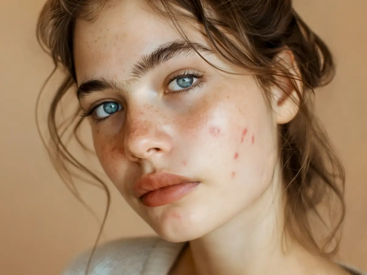 Lady before acne treatment Lady before acne treatment