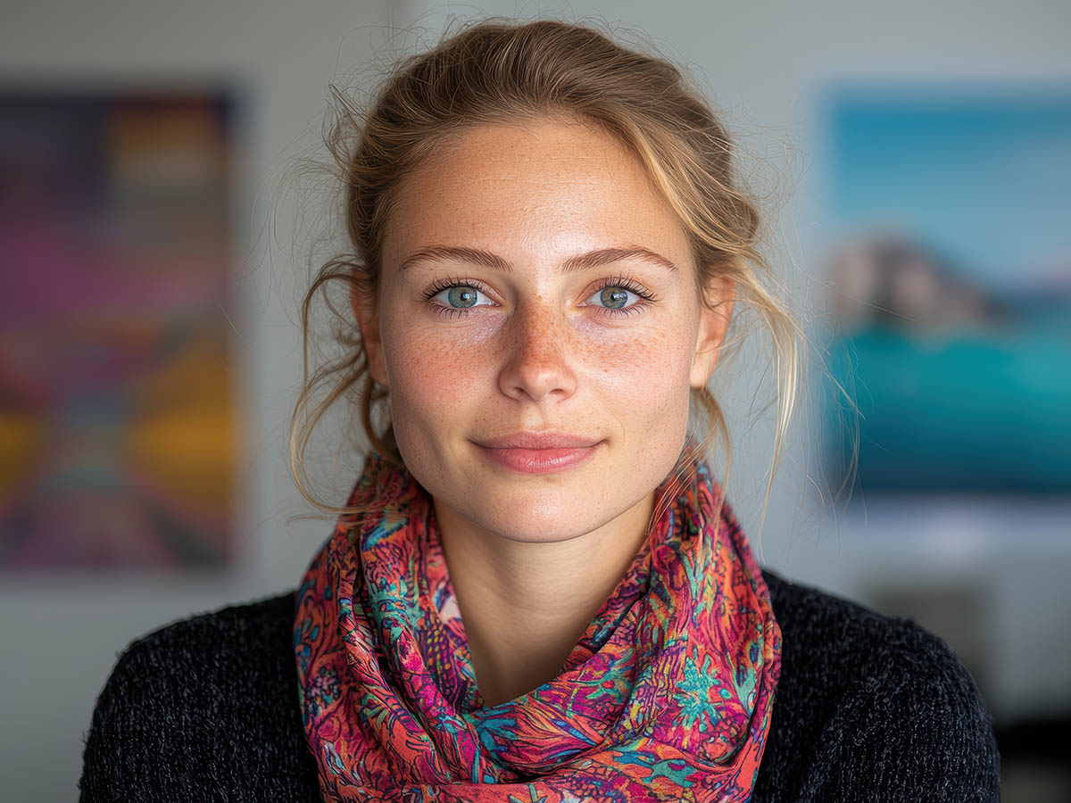 Lady with reddish face and blue eyes Lady with reddish face and blue eyes