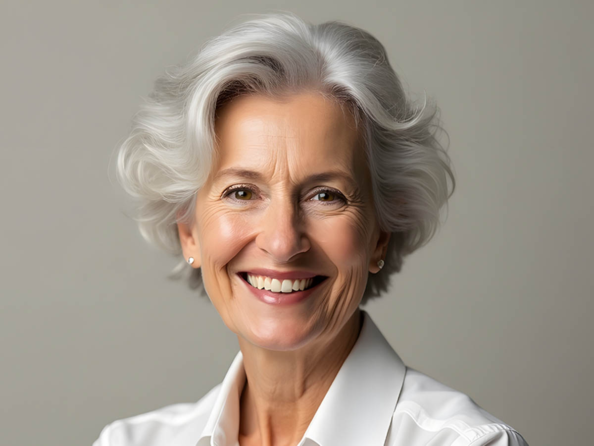 Elegant Senior Woman Smiling – Professional Portrait of a Conf Elegant Senior Woman Smiling – Professional Portrait of a Confident Mature Lady